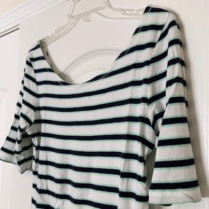Gap black/white/ green strip boat neck shirt
